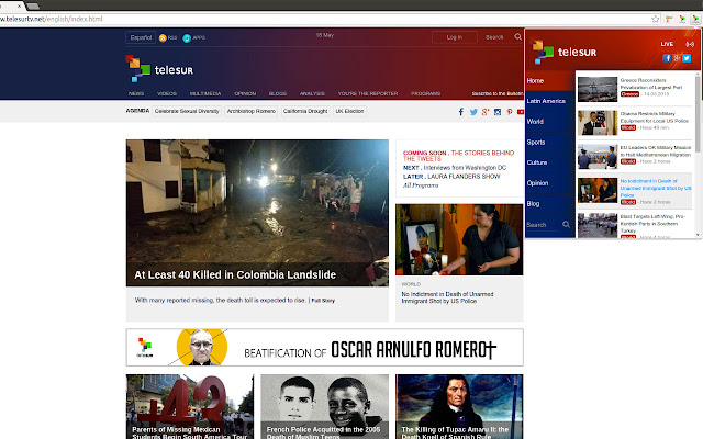 teleSUR English from Chrome web store to be run with OffiDocs Chromium online teleSUR English from Chrome web store to be run with OffiDocs Chromium online