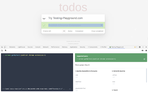 Testing Playground from Chrome web store to be run with OffiDocs Chromium online Testing Playground from Chrome web store to be run with OffiDocs Chromium online