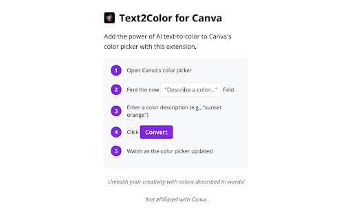 Text2Color for Canva from Chrome web store to be run with OffiDocs Chromium online Text2Color for Canva from Chrome web store to be run with OffiDocs Chromium online