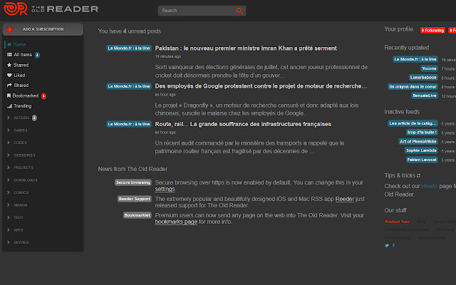 The Old Reader Dark from Chrome web store to be run with OffiDocs Chromium online The Old Reader Dark from Chrome web store to be run with OffiDocs Chromium online
