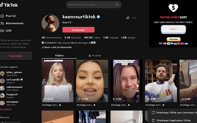 Tiktok user videos sort from Chrome web store to be run with OffiDocs Chromium online Tiktok user videos sort from Chrome web store to be run with OffiDocs Chromium online