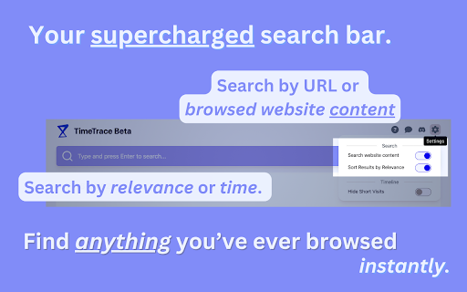 TimeTrace Navigate Your Browser History from Chrome web store to be run with OffiDocs Chromium online TimeTrace Navigate Your Browser History from Chrome web store to be run with OffiDocs Chromium online