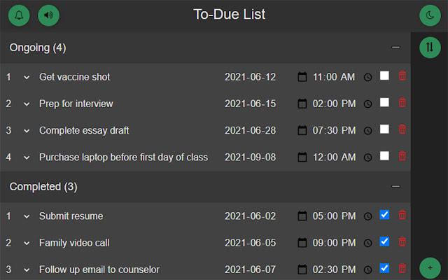 To Due List from Chrome web store to be run with OffiDocs Chromium online To Due List from Chrome web store to be run with OffiDocs Chromium online