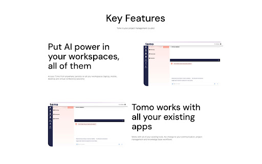 Tomo AI A revolution in AI Project Management from Chrome web store to be run with OffiDocs Chromium online Tomo AI A revolution in AI Project Management from Chrome web store to be run with OffiDocs Chromium online