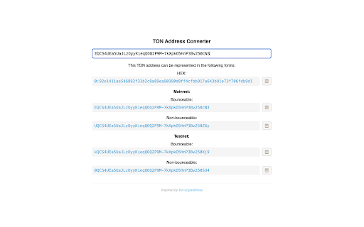 TON Address Converter from Chrome web store to be run with OffiDocs Chromium online TON Address Converter from Chrome web store to be run with OffiDocs Chromium online