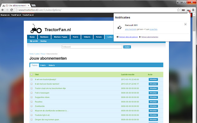 TractorFan Notificaties from Chrome web store to be run with OffiDocs Chromium online TractorFan Notificaties from Chrome web store to be run with OffiDocs Chromium online