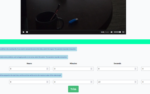 Trim video online from Chrome web store to be run with OffiDocs Chromium online Trim video online from Chrome web store to be run with OffiDocs Chromium online