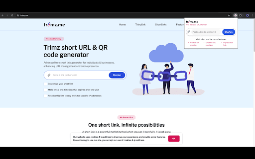 Trimz.me: Advance Url shortner from Chrome web store to be run with OffiDocs Chromium online Trimz.me: Advance Url shortner from Chrome web store to be run with OffiDocs Chromium online
