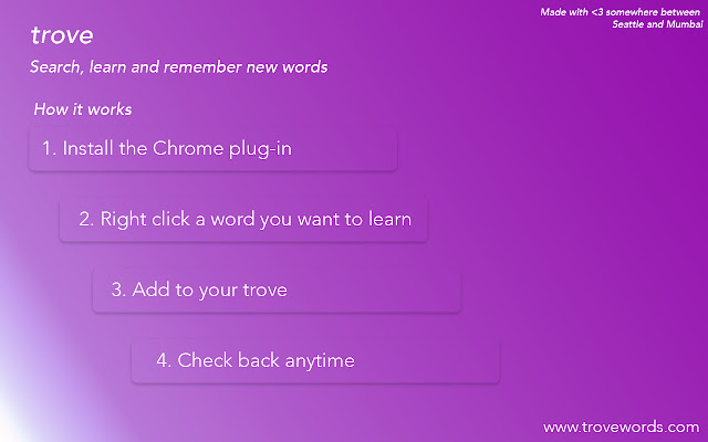 Trove Words from Chrome web store to be run with OffiDocs Chromium online Trove Words from Chrome web store to be run with OffiDocs Chromium online