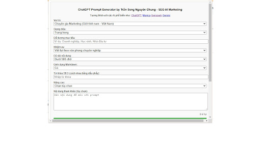 Trở thành chuyên gia Promt AI chuyên nghiệp 5.0 from Chrome web store to be run with OffiDocs Chromium online Trở thành chuyên gia Promt AI chuyên nghiệp 5.0 from Chrome web store to be run with OffiDocs Chromium online