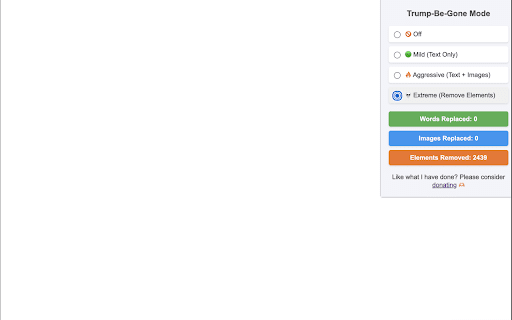 Trump Be Gone from Chrome web store to be run with OffiDocs Chromium online Trump Be Gone from Chrome web store to be run with OffiDocs Chromium online