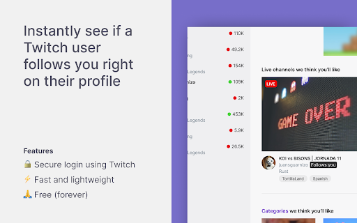 Twitch Follower Badge from Chrome web store to be run with OffiDocs Chromium online Twitch Follower Badge from Chrome web store to be run with OffiDocs Chromium online