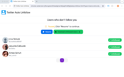 Twitter Auto Unfollow from Chrome web store to be run with OffiDocs Chromium online Twitter Auto Unfollow from Chrome web store to be run with OffiDocs Chromium online
