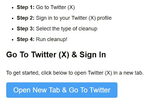 Twitter/X Cleaner from Chrome web store to be run with OffiDocs Chromium online Twitter/X Cleaner from Chrome web store to be run with OffiDocs Chromium online