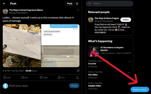 Twitter/X thread Reader from Chrome web store to be run with OffiDocs Chromium online Twitter/X thread Reader from Chrome web store to be run with OffiDocs Chromium online