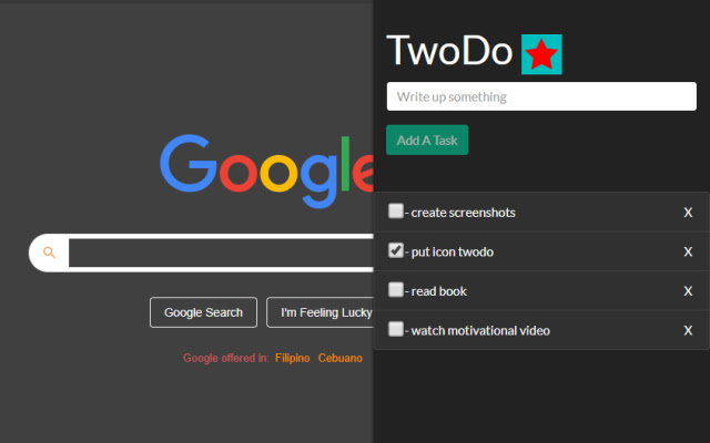TwoDo: A Minimalist Task Manager from Chrome web store to be run with OffiDocs Chromium online TwoDo: A Minimalist Task Manager from Chrome web store to be run with OffiDocs Chromium online
