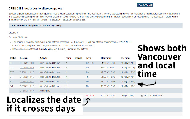 UBC Course Timezone Localizer from Chrome web store to be run with OffiDocs Chromium online UBC Course Timezone Localizer from Chrome web store to be run with OffiDocs Chromium online