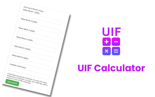 UIF Calculator from Chrome web store to be run with OffiDocs Chromium online UIF Calculator from Chrome web store to be run with OffiDocs Chromium online