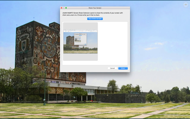 UNAM WebRTC Screen Share Extension from Chrome web store to be run with OffiDocs Chromium online UNAM WebRTC Screen Share Extension from Chrome web store to be run with OffiDocs Chromium online