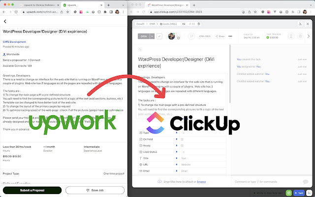 Upwork to ClickUp from Chrome web store to be run with OffiDocs Chromium online Upwork to ClickUp from Chrome web store to be run with OffiDocs Chromium online