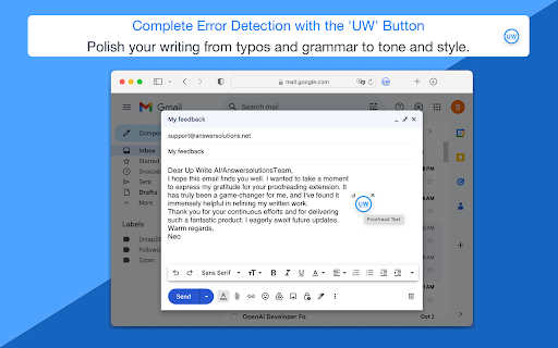 UpWrite AI: Proofreads all Texts in Browser from Chrome web store to be run with OffiDocs Chromium online UpWrite AI: Proofreads all Texts in Browser from Chrome web store to be run with OffiDocs Chromium online