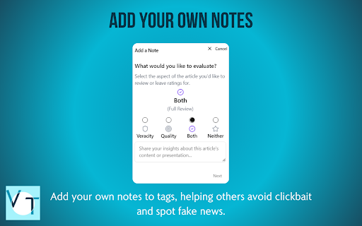 Veritheca: Smarter Browsing with Community Notes from Chrome web store to be run with OffiDocs Chromium online Veritheca: Smarter Browsing with Community Notes from Chrome web store to be run with OffiDocs Chromium online