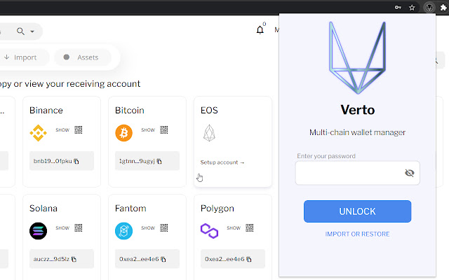 Verto Multichain Crypto Wallet for DEFI from Chrome web store to be run with OffiDocs Chromium online Verto Multichain Crypto Wallet for DEFI from Chrome web store to be run with OffiDocs Chromium online