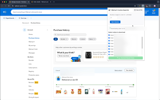 Walmart Invoice Exporter from Chrome web store to be run with OffiDocs Chromium online Walmart Invoice Exporter from Chrome web store to be run with OffiDocs Chromium online