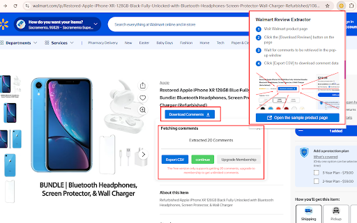 Walmart Review Extractor from Chrome web store to be run with OffiDocs Chromium online Walmart Review Extractor from Chrome web store to be run with OffiDocs Chromium online