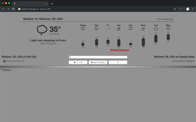 Weather Widget New Tab Page from Chrome web store to be run with OffiDocs Chromium online Weather Widget New Tab Page from Chrome web store to be run with OffiDocs Chromium online