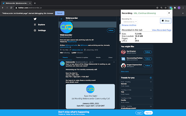 Webrecorder ArchiveWeb.page from Chrome web store to be run with OffiDocs Chromium online Webrecorder ArchiveWeb.page from Chrome web store to be run with OffiDocs Chromium online