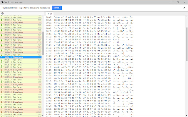 WebSocket Frame Inspector from Chrome web store to be run with OffiDocs Chromium online WebSocket Frame Inspector from Chrome web store to be run with OffiDocs Chromium online
