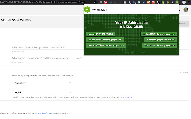 Whats My Ip, WHOIS, Headers, Traceroute, DNS from Chrome web store to be run with OffiDocs Chromium online Whats My Ip, WHOIS, Headers, Traceroute, DNS from Chrome web store to be run with OffiDocs Chromium online