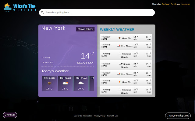 Whats The Weather Extension from Chrome web store to be run with OffiDocs Chromium online Whats The Weather Extension from Chrome web store to be run with OffiDocs Chromium online
