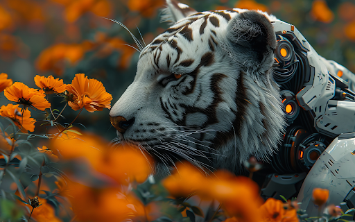 white tiger half machine on yellow flower field from Chrome web store to be run with OffiDocs Chromium online white tiger half machine on yellow flower field from Chrome web store to be run with OffiDocs Chromium online