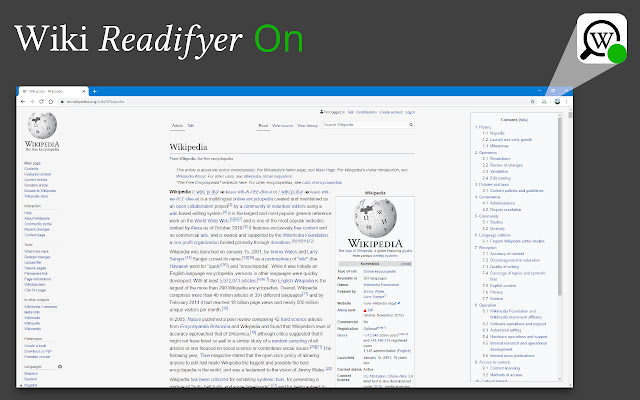 Wiki Readifyer from Chrome web store to be run with OffiDocs Chromium online Wiki Readifyer from Chrome web store to be run with OffiDocs Chromium online