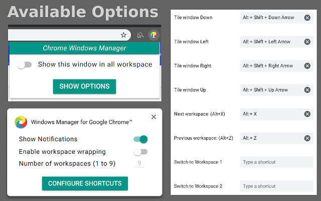 Windows Manager for Google Chrome™ from Chrome web store to be run with OffiDocs Chromium online Windows Manager for Google Chrome™ from Chrome web store to be run with OffiDocs Chromium online