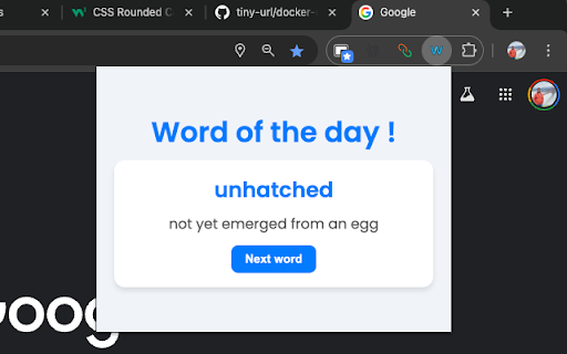 Word of the Day from Chrome web store to be run with OffiDocs Chromium online Word of the Day from Chrome web store to be run with OffiDocs Chromium online