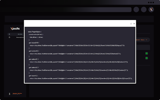 Xeedle Get Relative, Index, Full XPath and Page Object File from Chrome web store to be run with OffiDocs Chromium online Xeedle Get Relative, Index, Full XPath and Page Object File from Chrome web store to be run with OffiDocs Chromium online