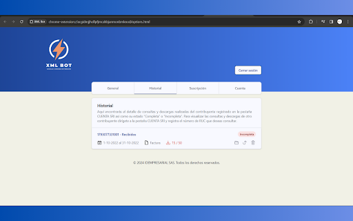XML Mánager Descarga automática SRI from Chrome web store to be run with OffiDocs Chromium online XML Mánager Descarga automática SRI from Chrome web store to be run with OffiDocs Chromium online