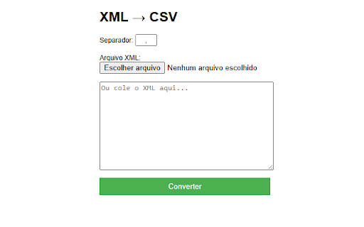 XML to CSV Converter from Chrome web store to be run with OffiDocs Chromium online XML to CSV Converter from Chrome web store to be run with OffiDocs Chromium online