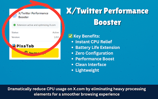 X/Twitter Performance Booster from Chrome web store to be run with OffiDocs Chromium online X/Twitter Performance Booster from Chrome web store to be run with OffiDocs Chromium online