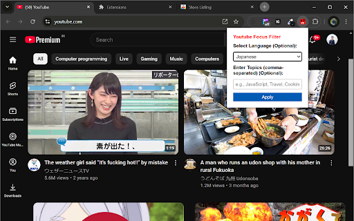 YouTube Focus Filter from Chrome web store to be run with OffiDocs Chromium online YouTube Focus Filter from Chrome web store to be run with OffiDocs Chromium online