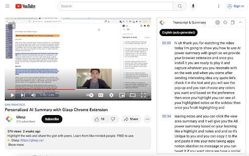 YouTube Summary ChatGPT by Glasp from Chrome web store to be run with OffiDocs Chromium online YouTube Summary ChatGPT by Glasp from Chrome web store to be run with OffiDocs Chromium online