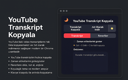 YouTube Transkript Kopyala from Chrome web store to be run with OffiDocs Chromium online YouTube Transkript Kopyala from Chrome web store to be run with OffiDocs Chromium online
