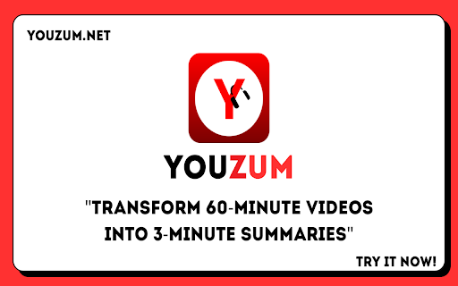 Youzum : For YouTube Video Summarization from Chrome web store to be run with OffiDocs Chromium online Youzum : For YouTube Video Summarization from Chrome web store to be run with OffiDocs Chromium online