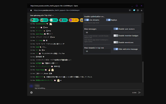 YT Chat Optimizer from Chrome web store to be run with OffiDocs Chromium online YT Chat Optimizer from Chrome web store to be run with OffiDocs Chromium online