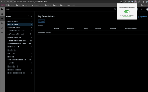 Zendesk Dark Mode from Chrome web store to be run with OffiDocs Chromium online Zendesk Dark Mode from Chrome web store to be run with OffiDocs Chromium online