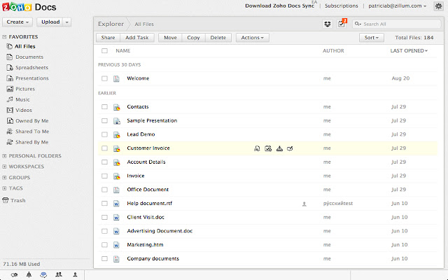 Zoho Docs from Chrome web store to be run with OffiDocs Chromium online Zoho Docs from Chrome web store to be run with OffiDocs Chromium online