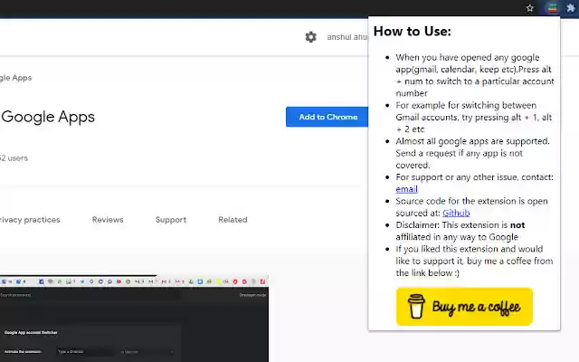 Account Switcher for Google Apps from Chrome web store to be run with OffiDocs Chromium online Account Switcher for Google Apps from Chrome web store to be run with OffiDocs Chromium online